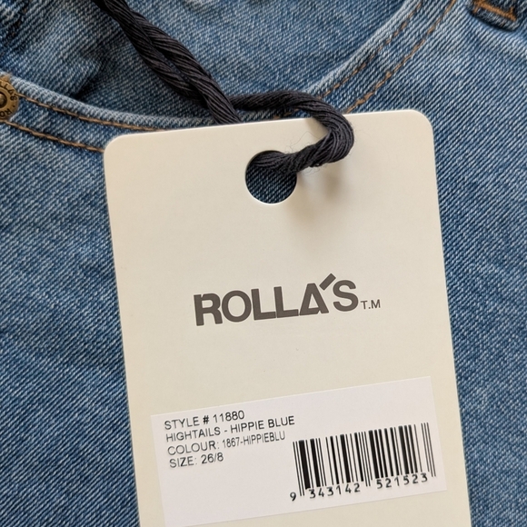 Rolla's Hightails High Rise Denim Shorts Embroidered Banana Beach Size 26/8 - Picture 12 of 13